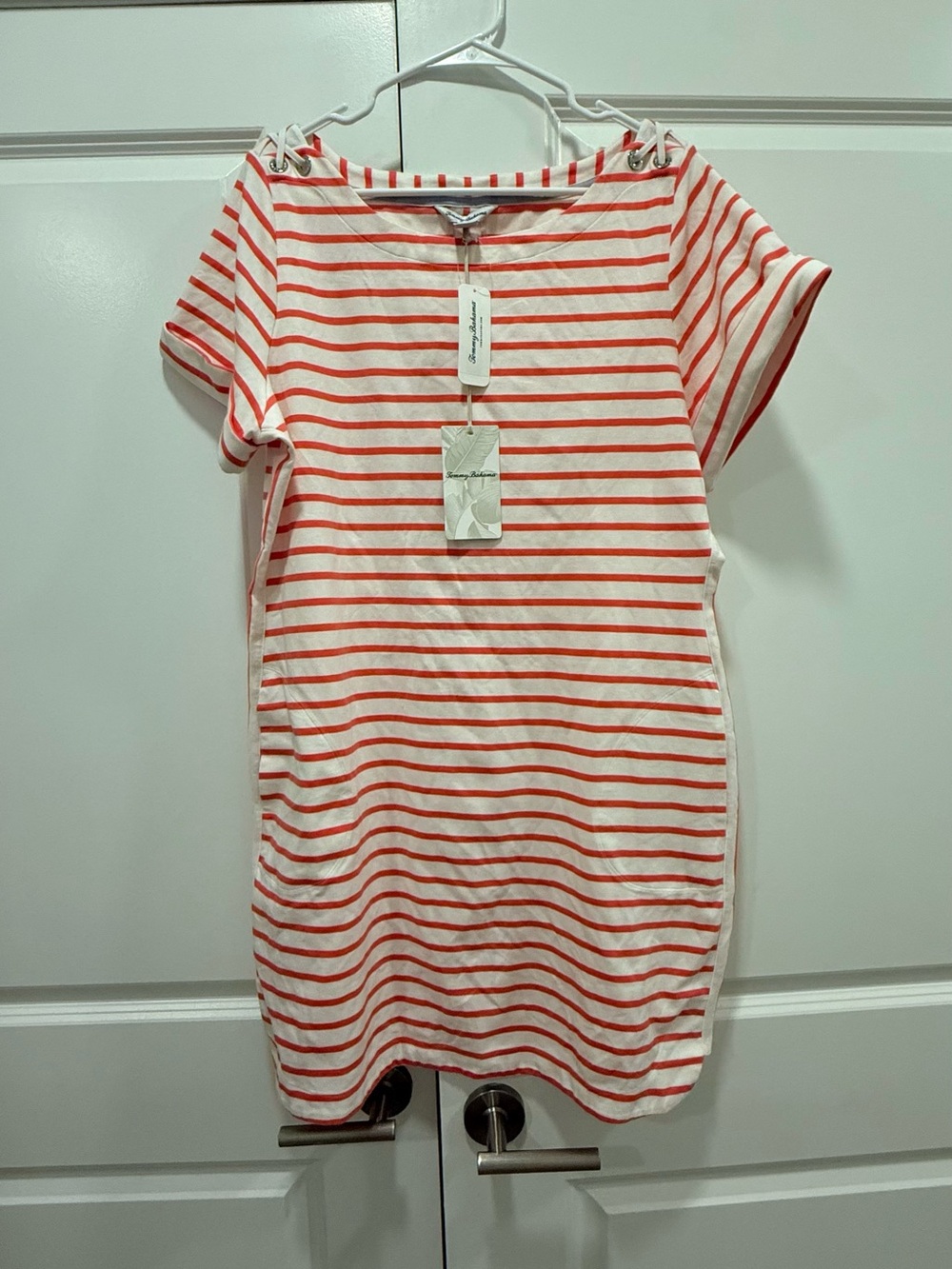 Tommy Bahama Red and White Striped Short Sleeve Tee - Picture 3 of 14